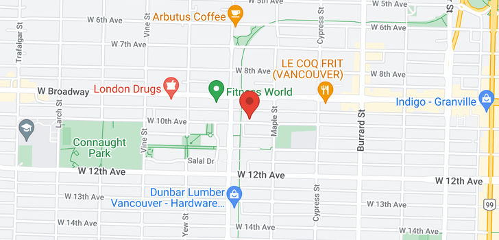 map of 508 2033 W 10TH AVENUE